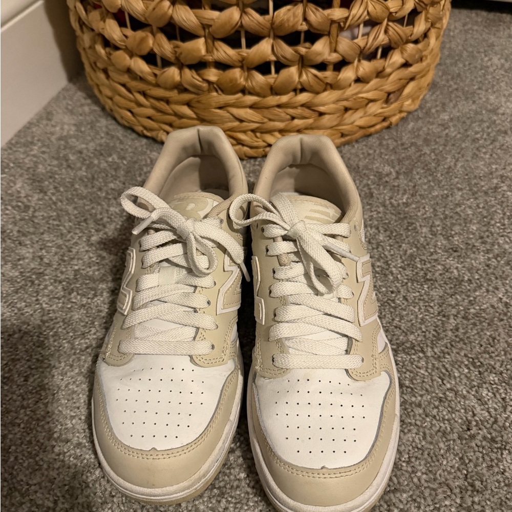 New Balance White and Cream Athletic Shoes